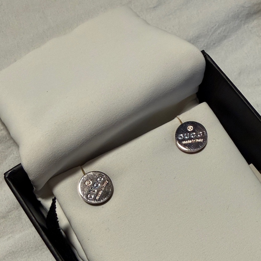 Gucci Silver Engraved Earrings